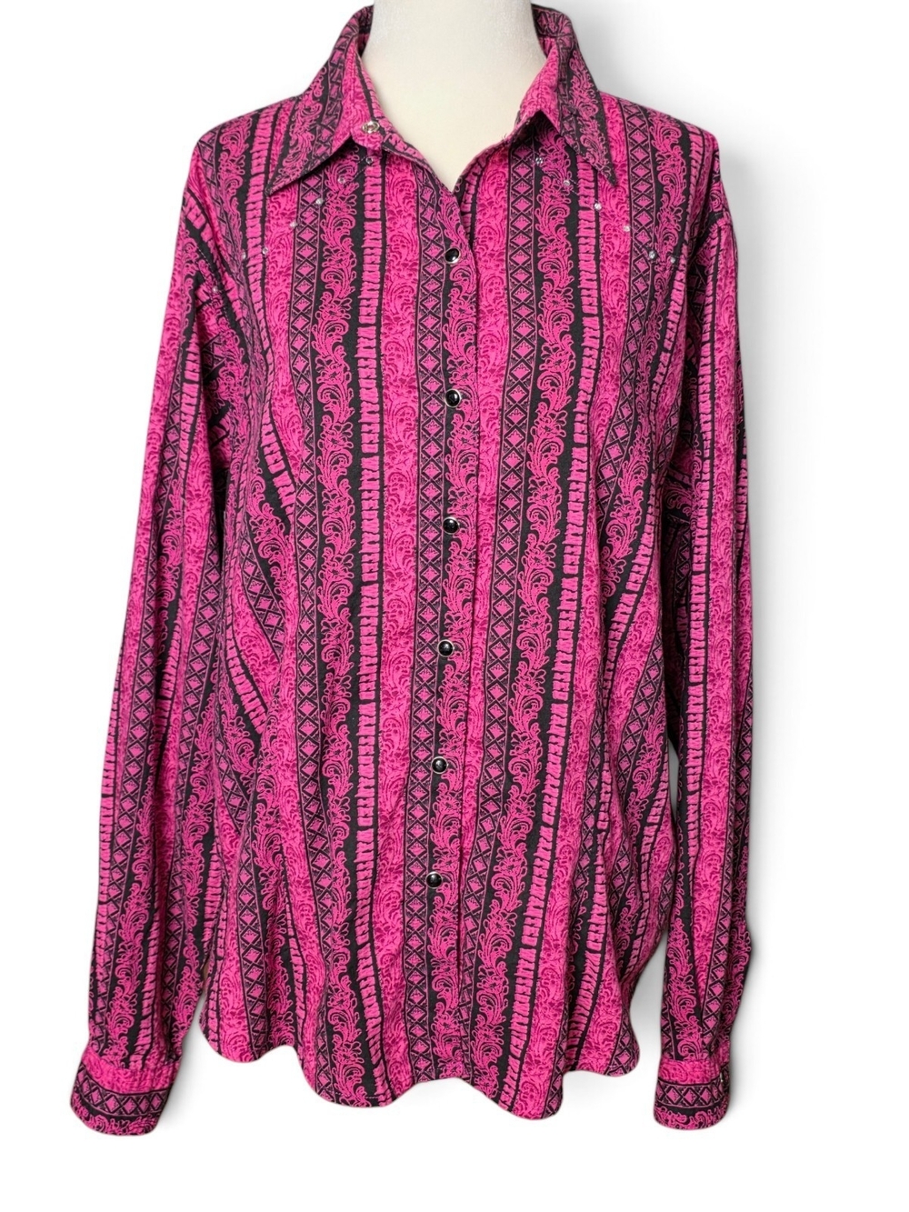 Fuchsia Striped-Pattern Button Down Shirt